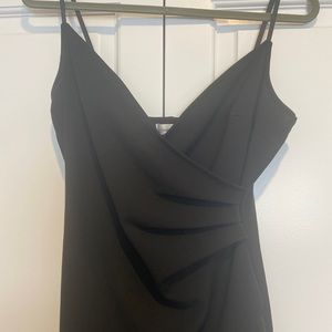 Black Emerald Sundae Long High Slit Crossover Wedding Guest Dress